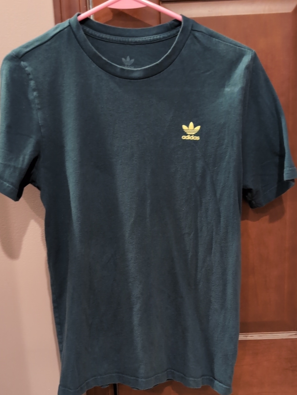 adidas Dark Green Short-Sleeve Tee with Yellow Trefoil